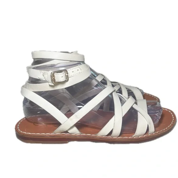 Sam Edelman Meriai Leather Strappy Sandals Ivory Size 7.5 - Picture 4 of 9
